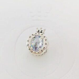Pandora Sterling Silver Clear Sparkling Crown O Charm With Clear CZ Charm Bead